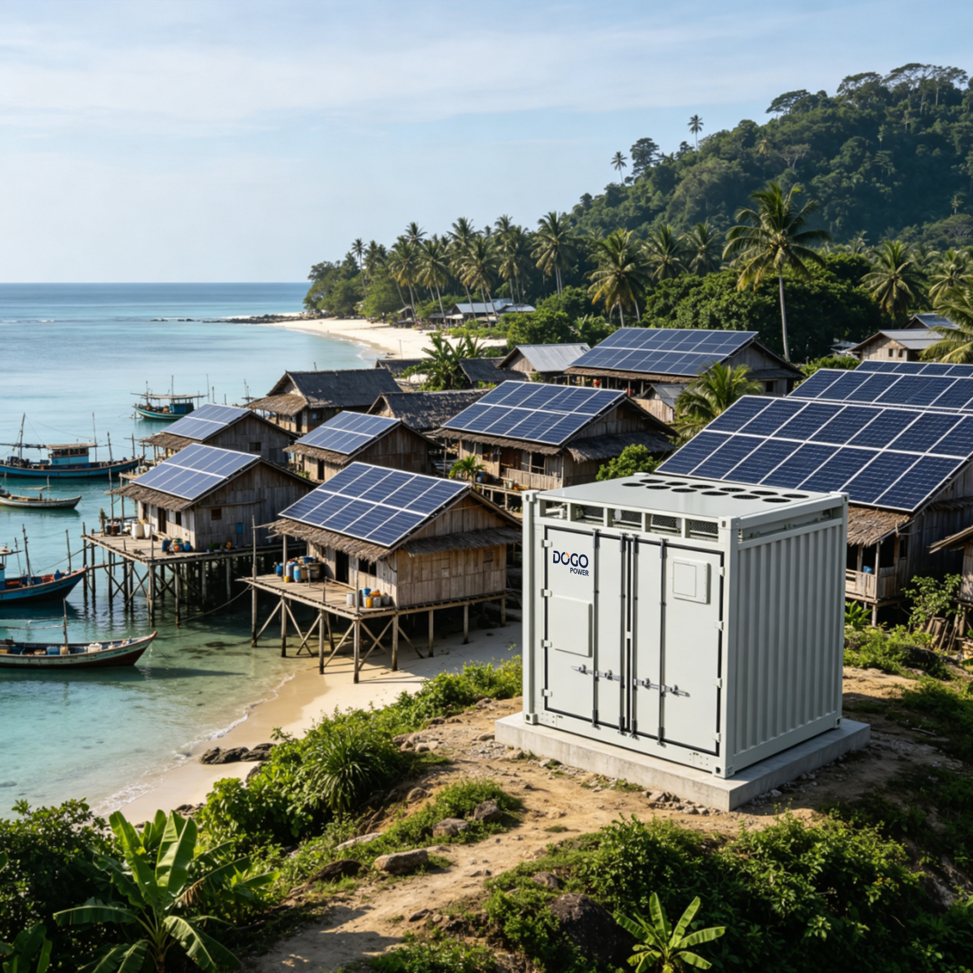 Coastal microgrid with containerized energy storage