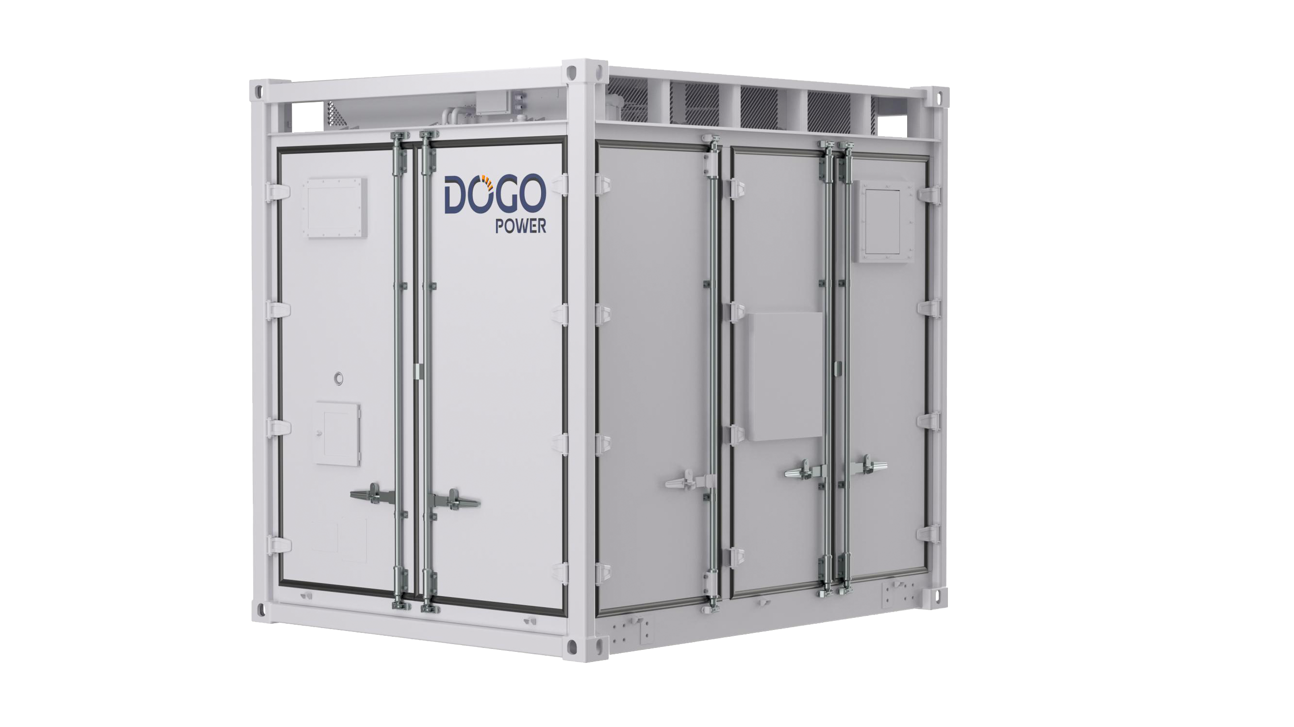 Front-side view of a DoGo Power storage container