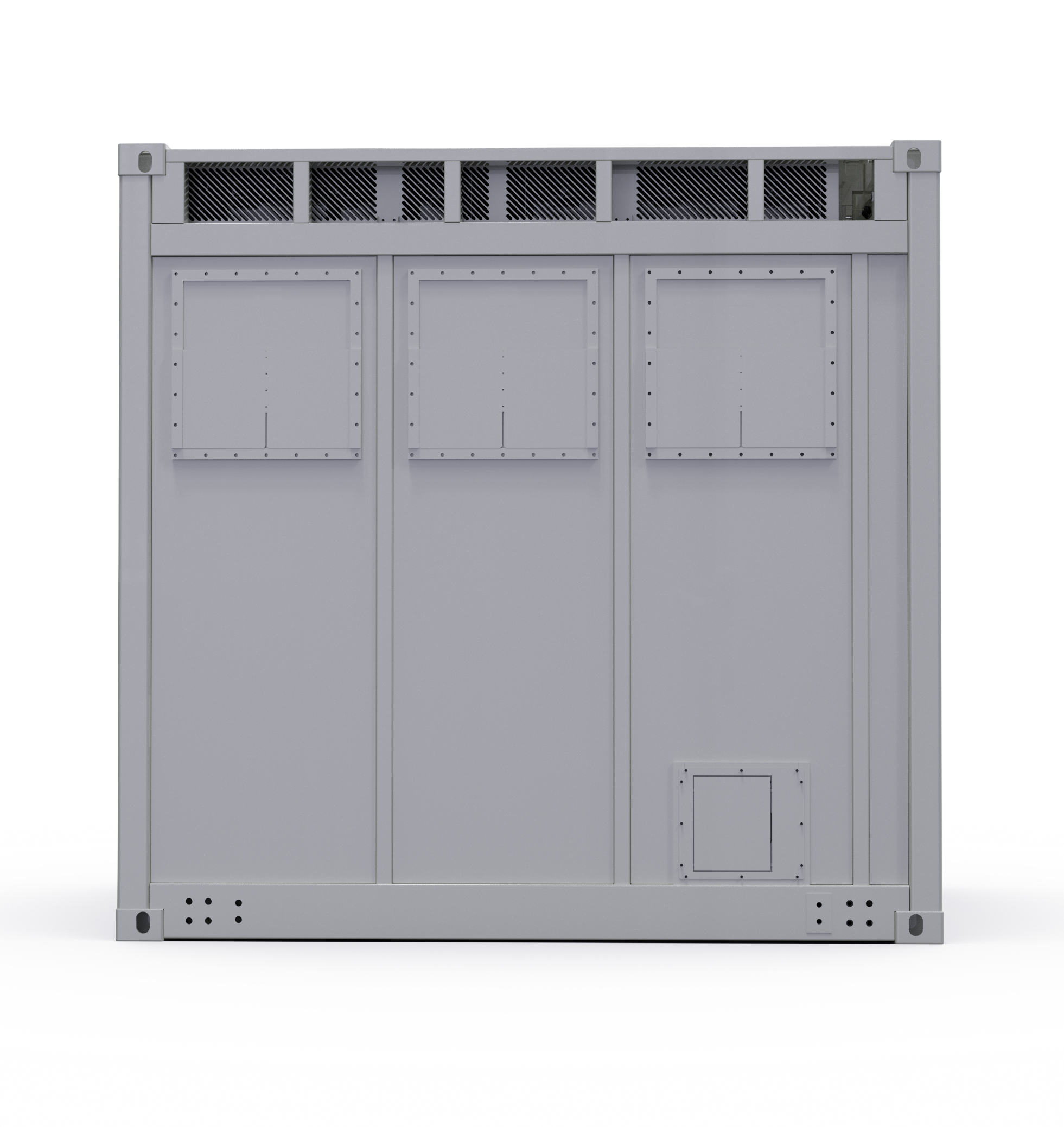 Rear panel of a compact energy storage container
