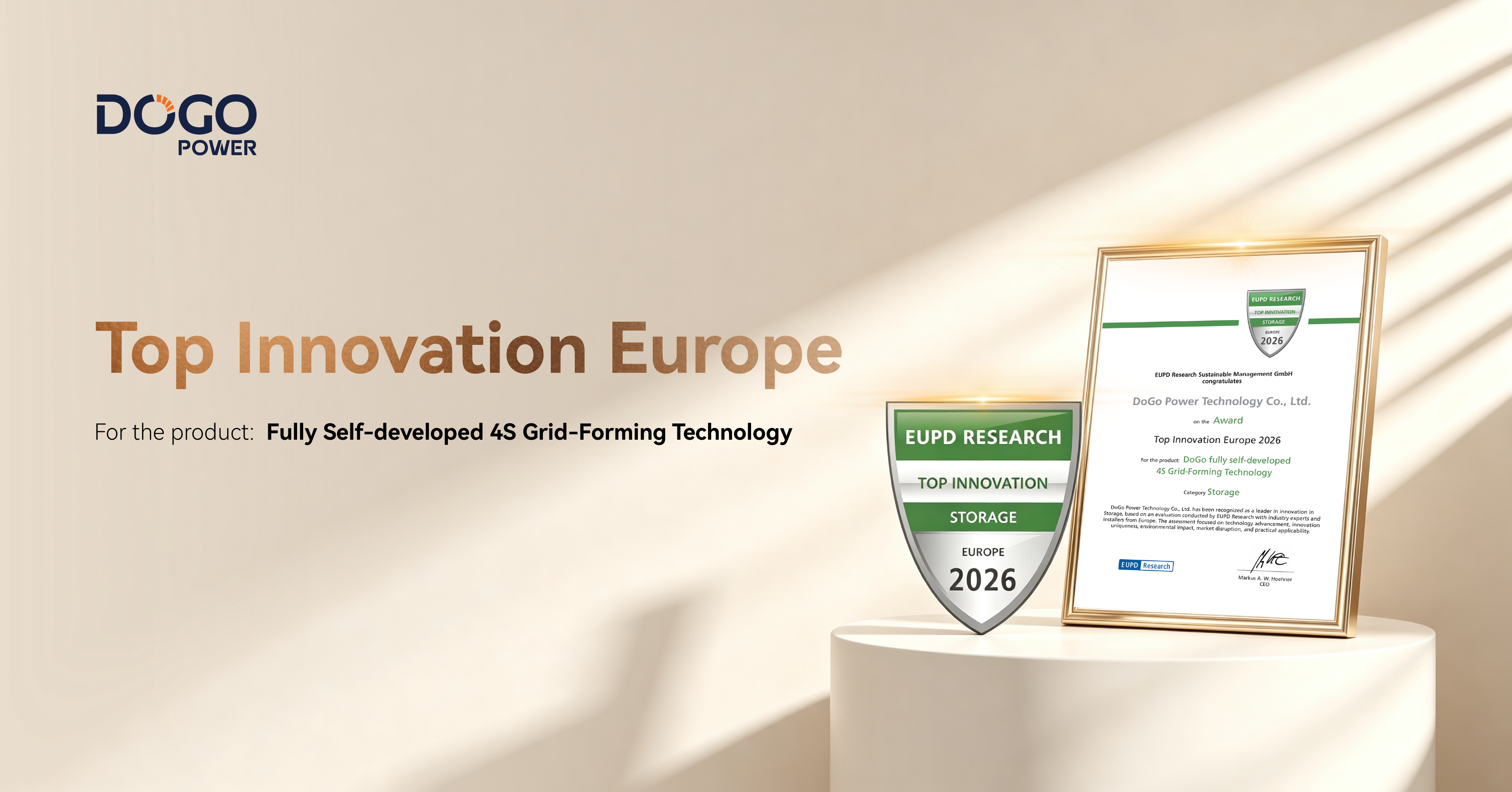 DoGo Power gewinnt den "Top Innovation Award 2026" von EUPD Research in Europa 